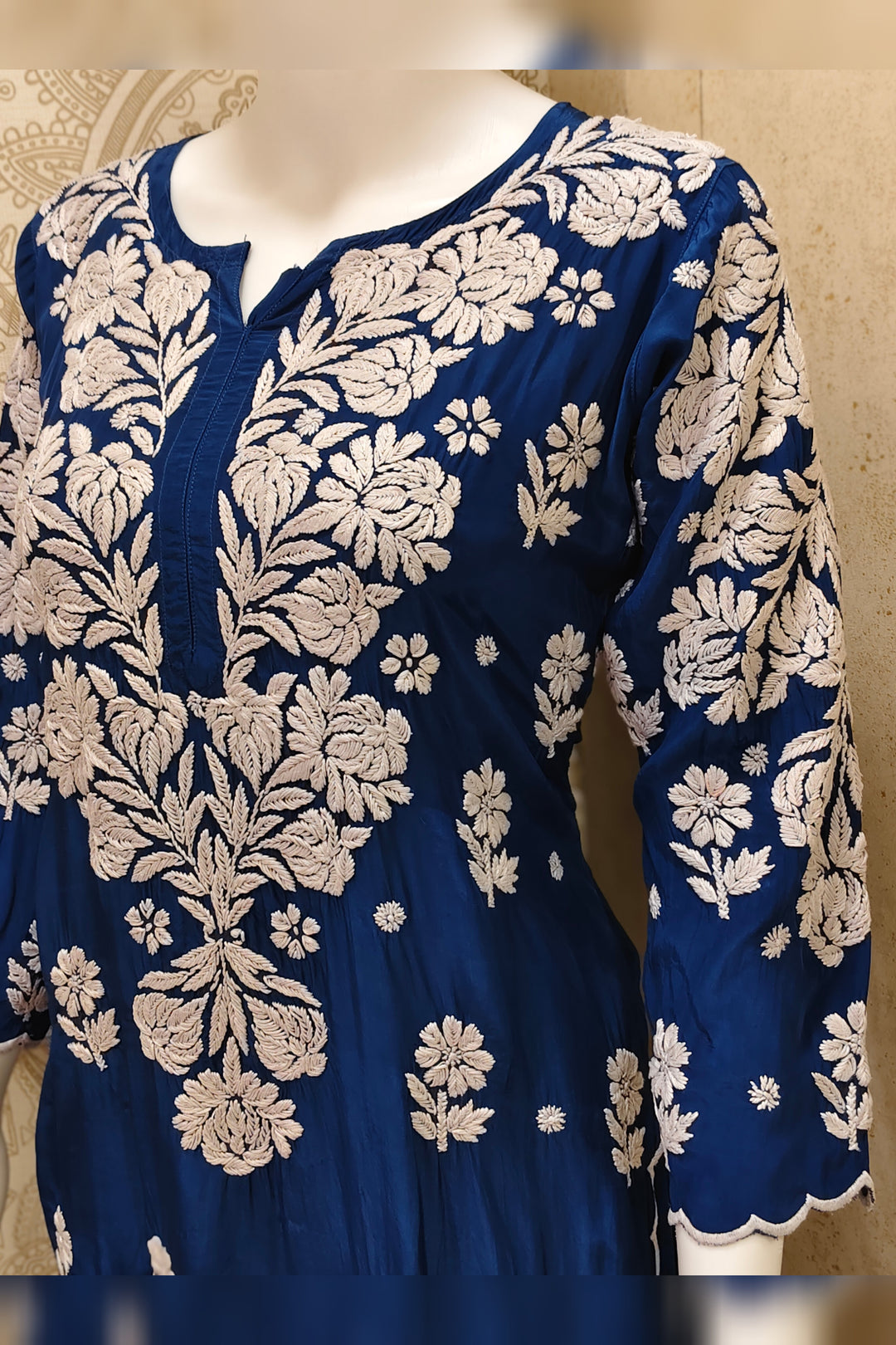 Rubi Premium Crepe Silk 3D Chikankari  Cutwork Kurti Palazzo Set