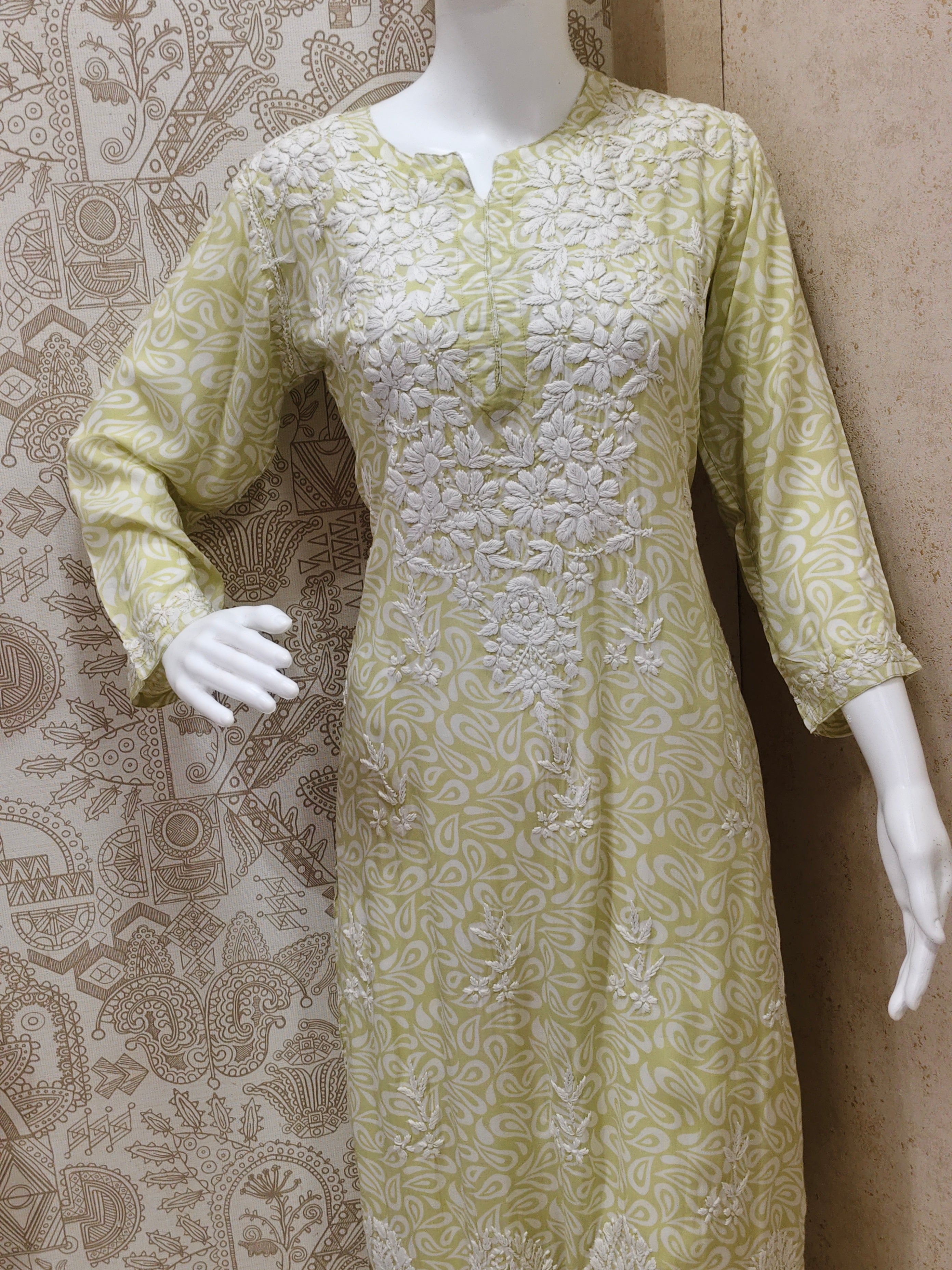 Sofia Modal Printed 3D  Chikankari  Long Kurti