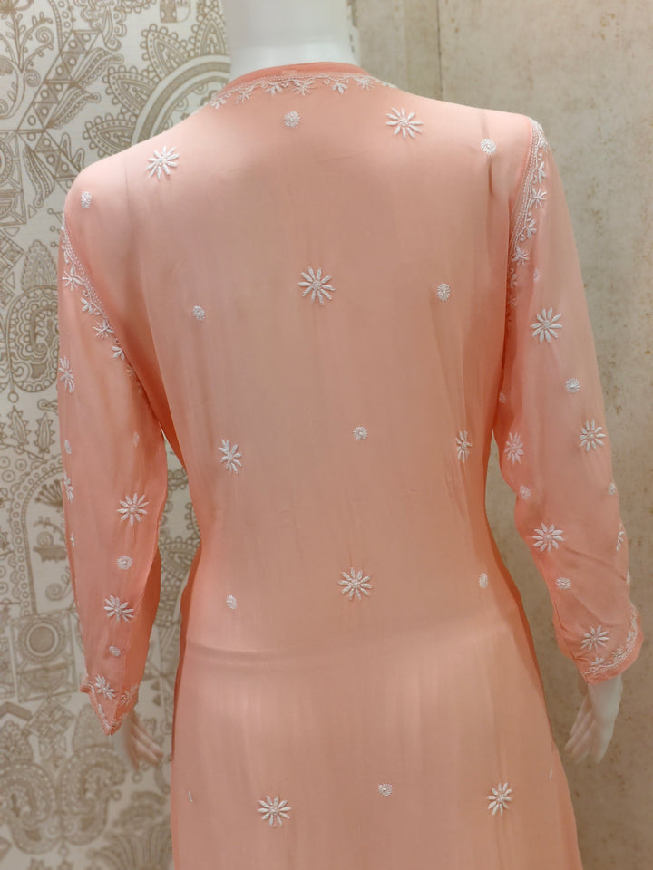 Farah  Viscose Designer Add On Cutdana And Pearl Work Chikankari Kurti