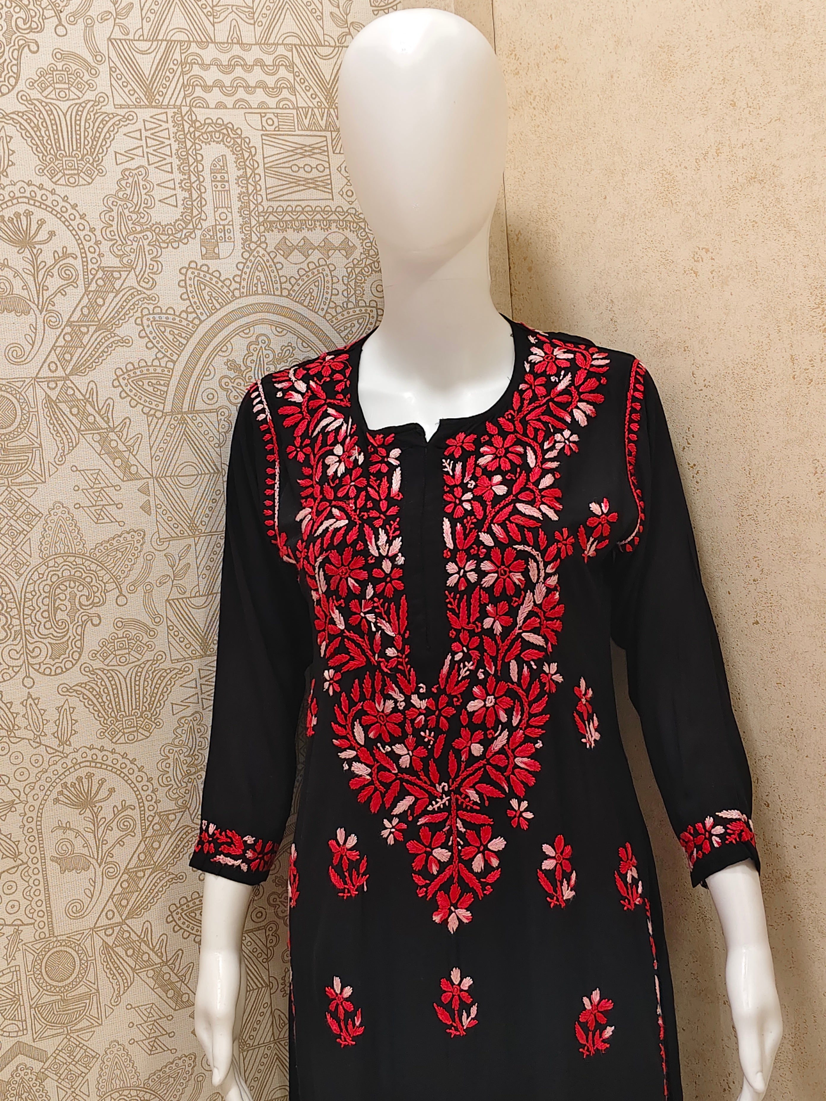 Sana Rayon Chikankari Designer Black Palazzo Set