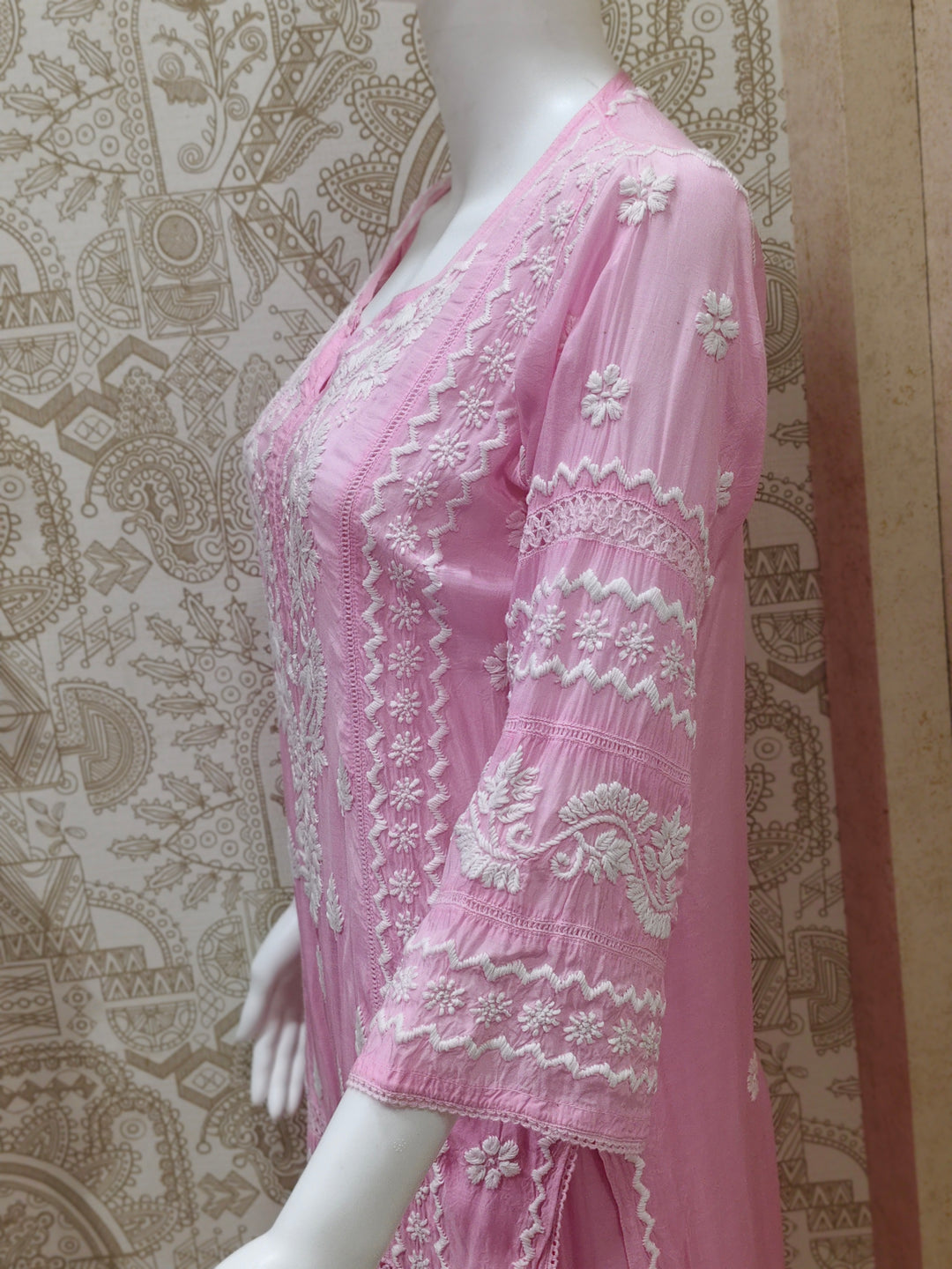 Zainab Premium Muslin 3D Chikankari  Kurti Pant Set