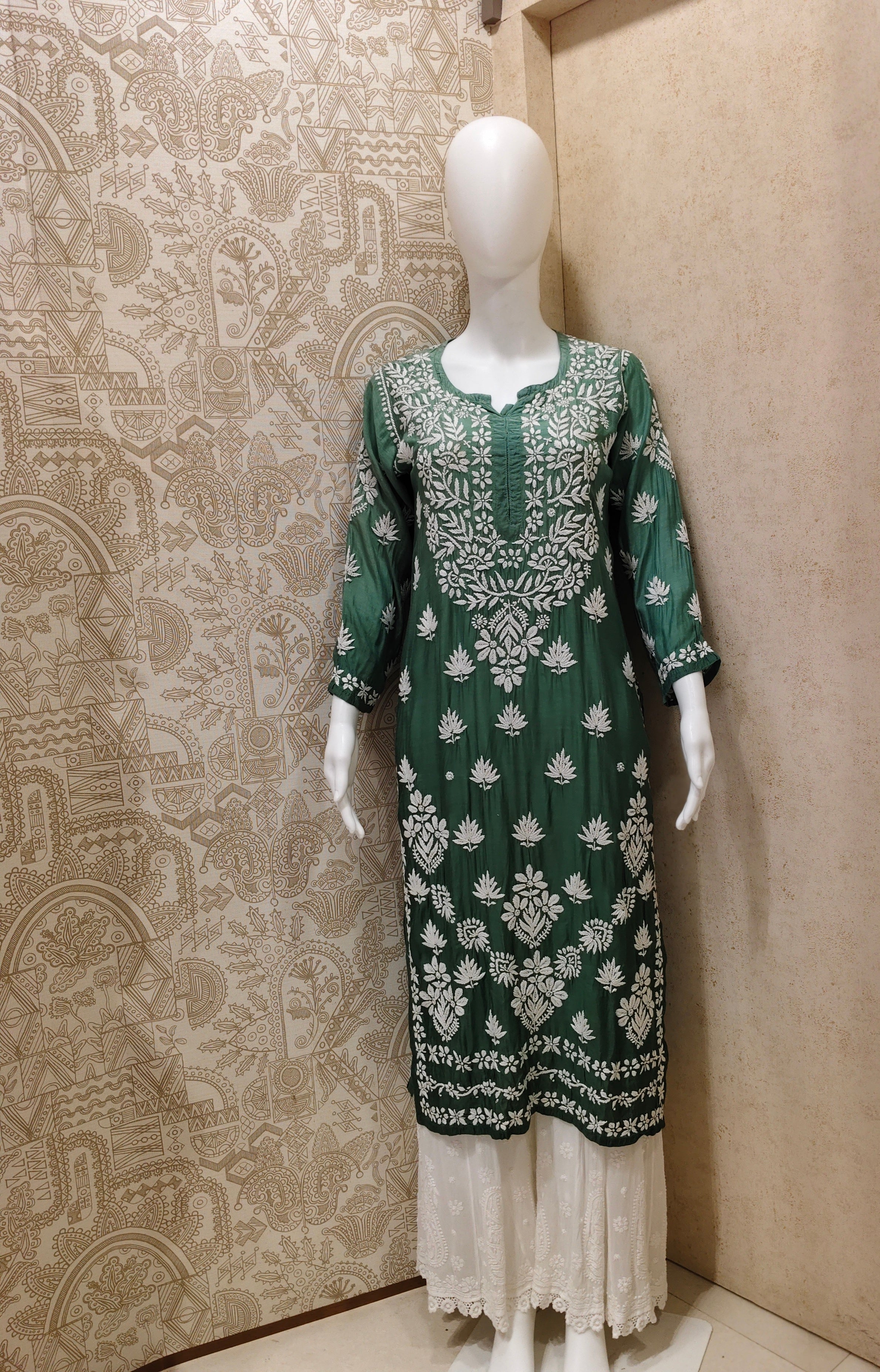 Basma Muslin Ombre Chikankari  Long Kurti