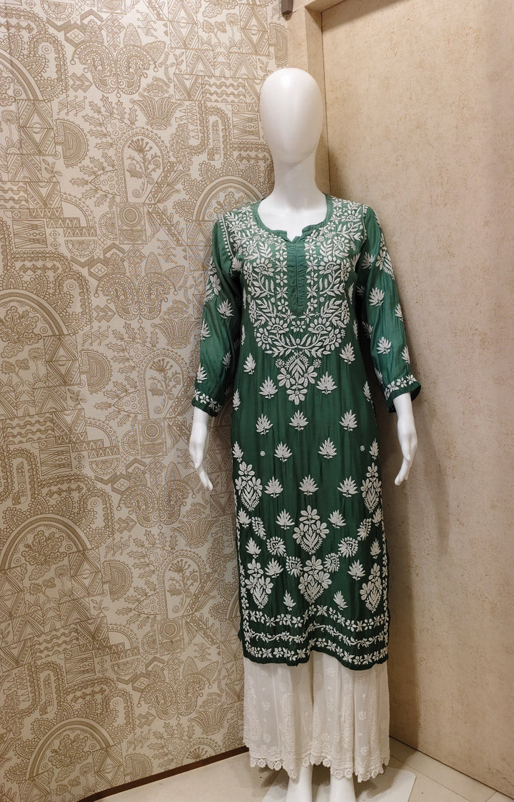 Basma Muslin Ombre Chikankari  Long Kurti