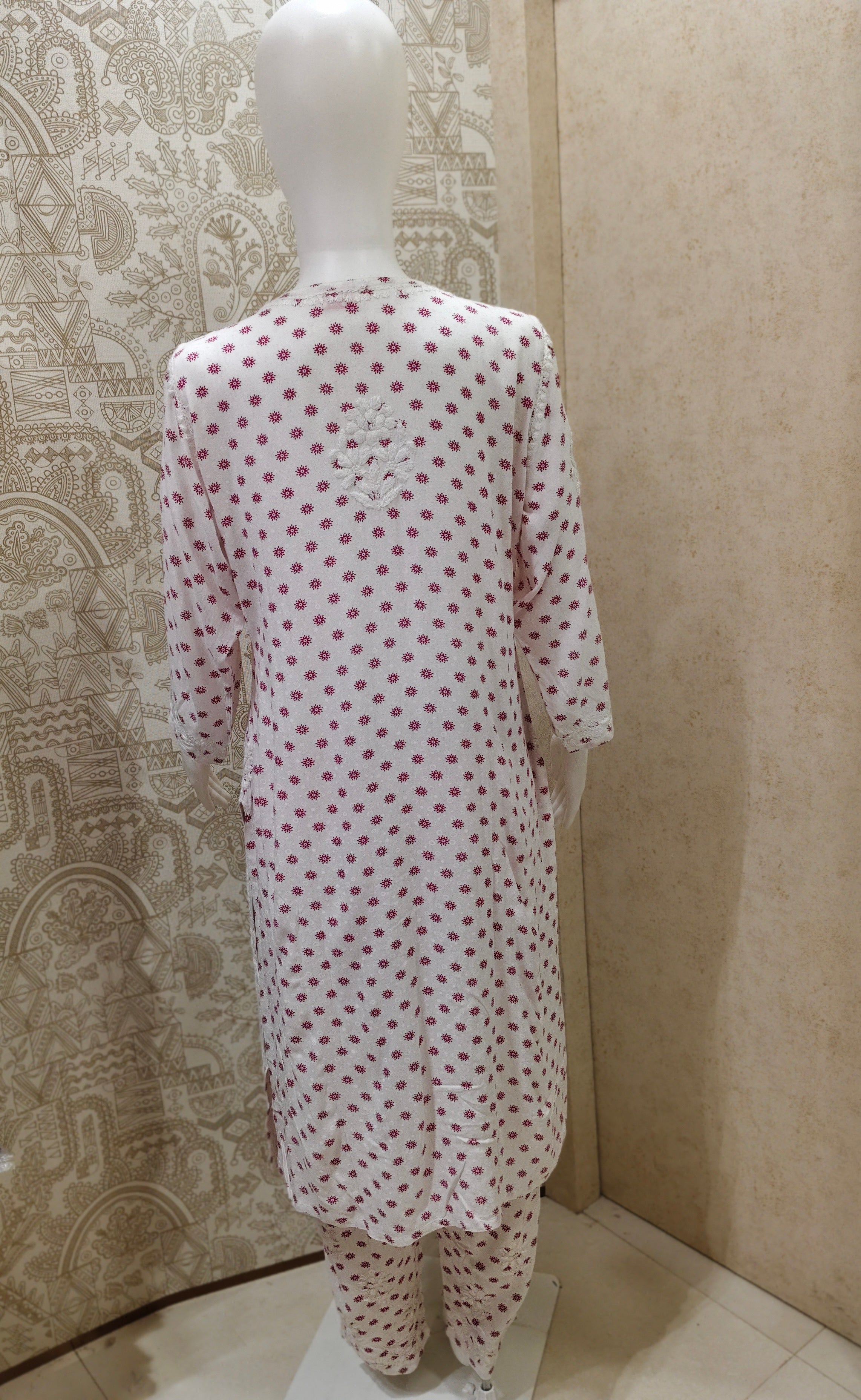 Sidra Rayon Printed Chikankari  Pant Set