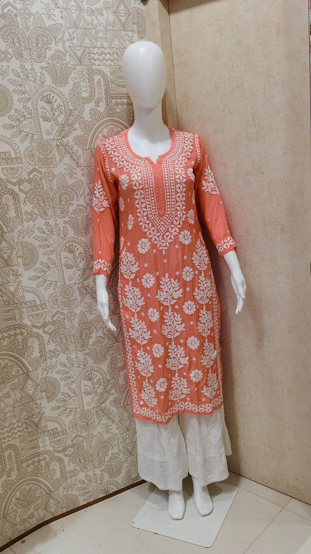 Tahira  Premium Muslin 3D Chikankari  Kurti