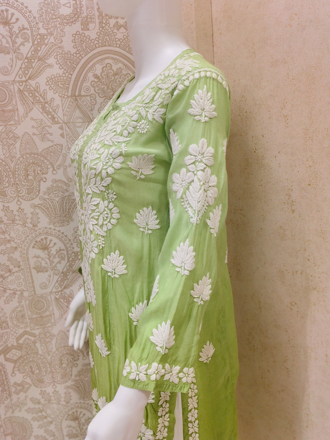 Basma Muslin Ombre Chikankari  Long Kurti