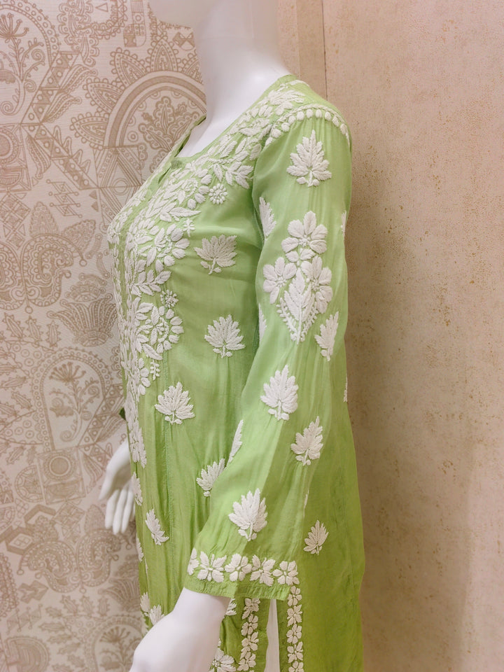 Basma Muslin Ombre Chikankari  Long Kurti