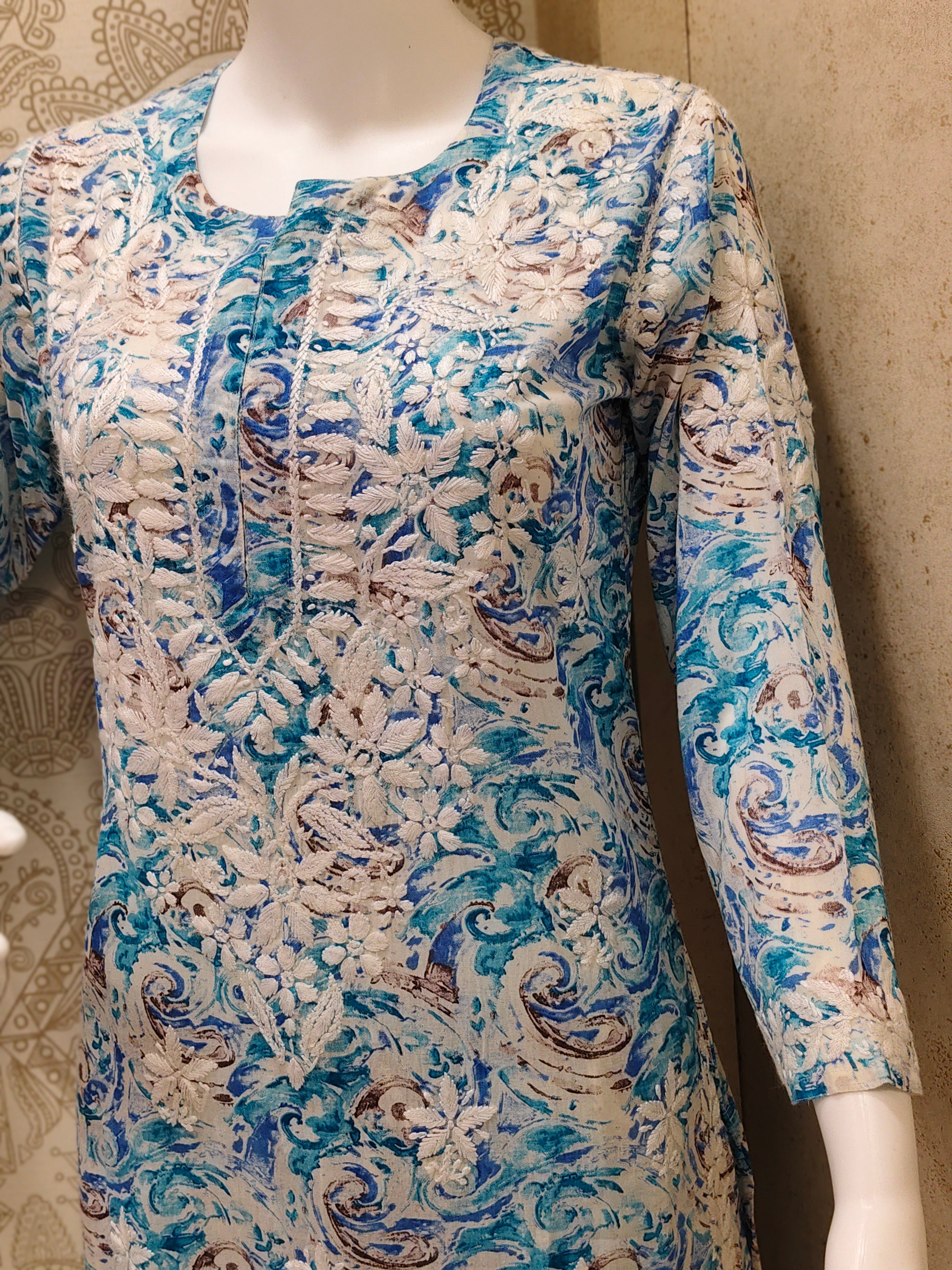 Rukhsaar Printed Mulmul Chikankari Pant  Set