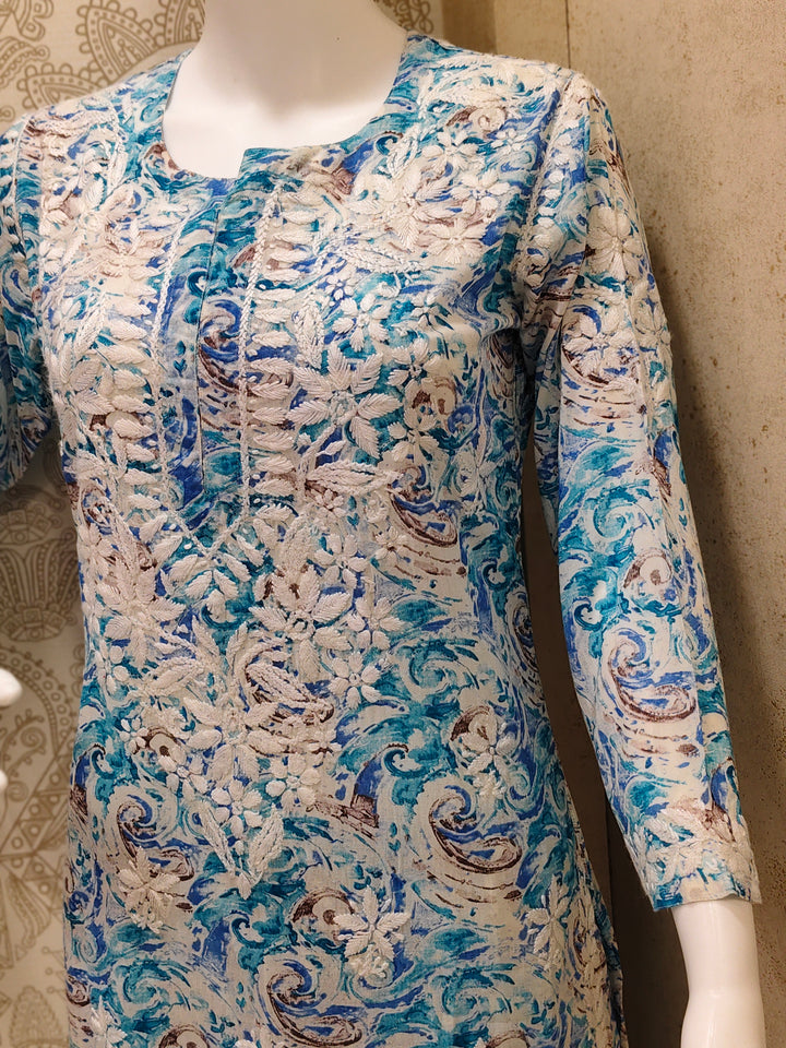 Rukhsaar Printed Mulmul Chikankari Pant  Set