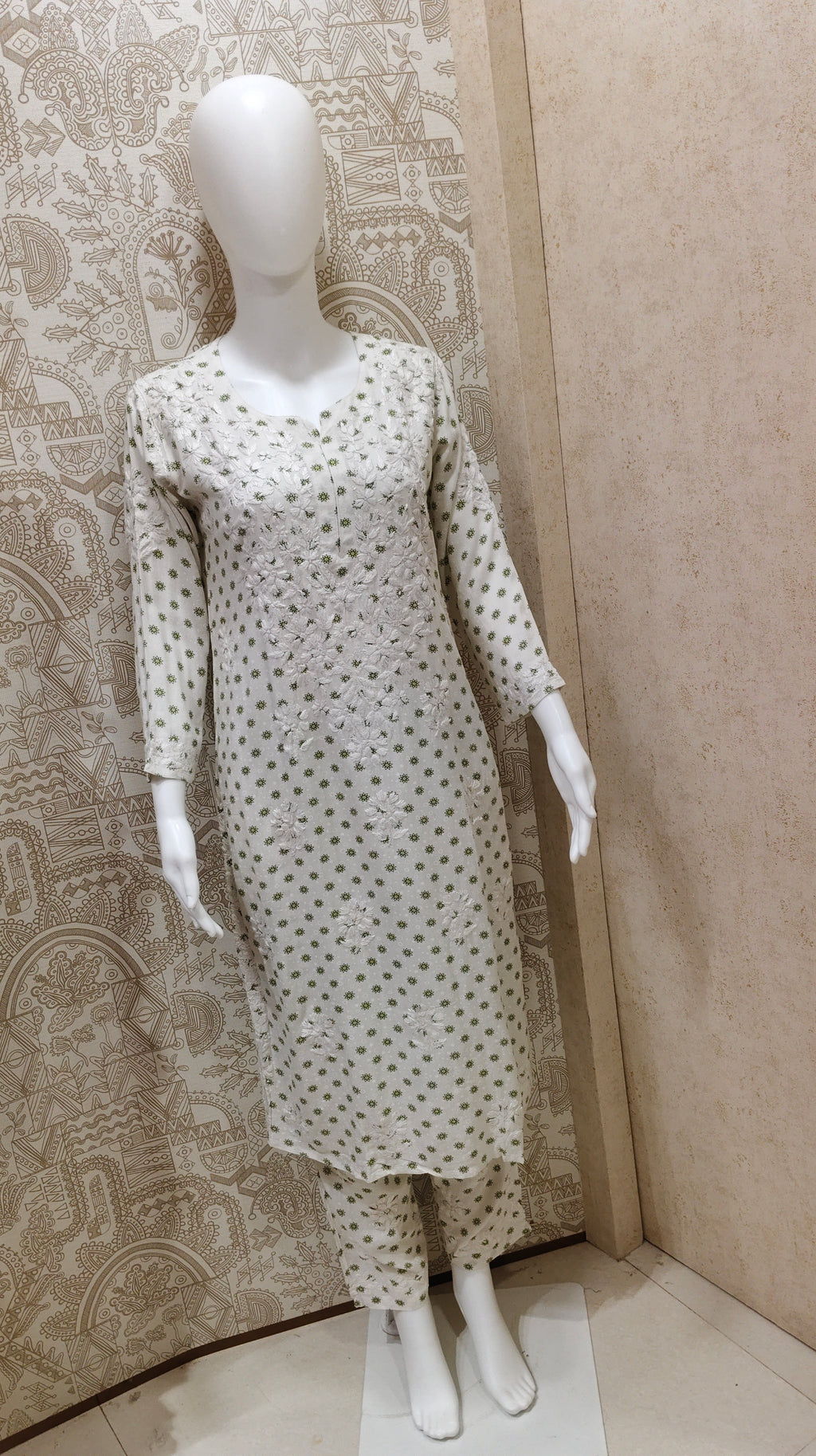 Sidra Rayon Printed Chikankari  Pant Set