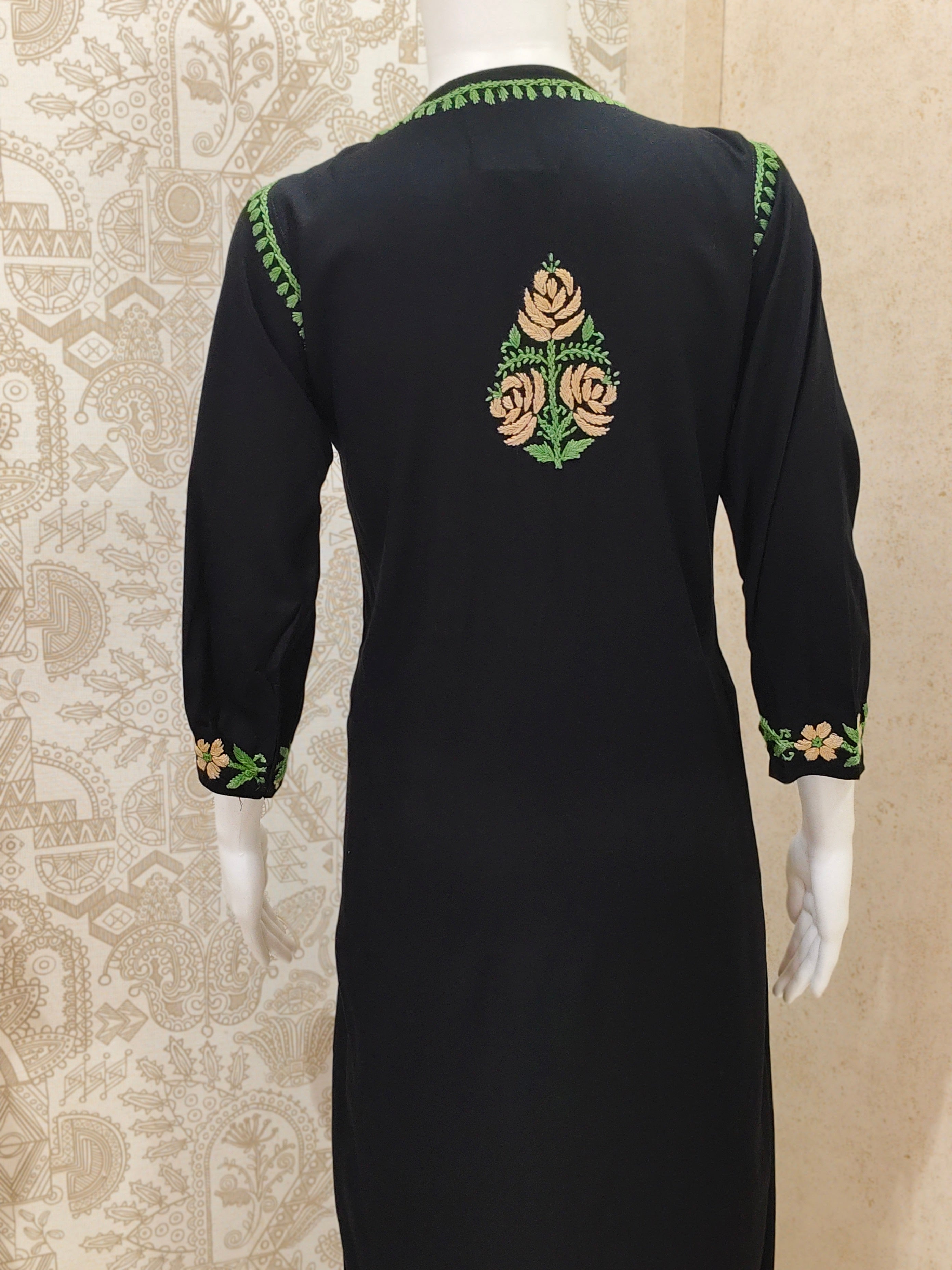 Ruba Rayon Chikankari Designer Black Palazzo Set