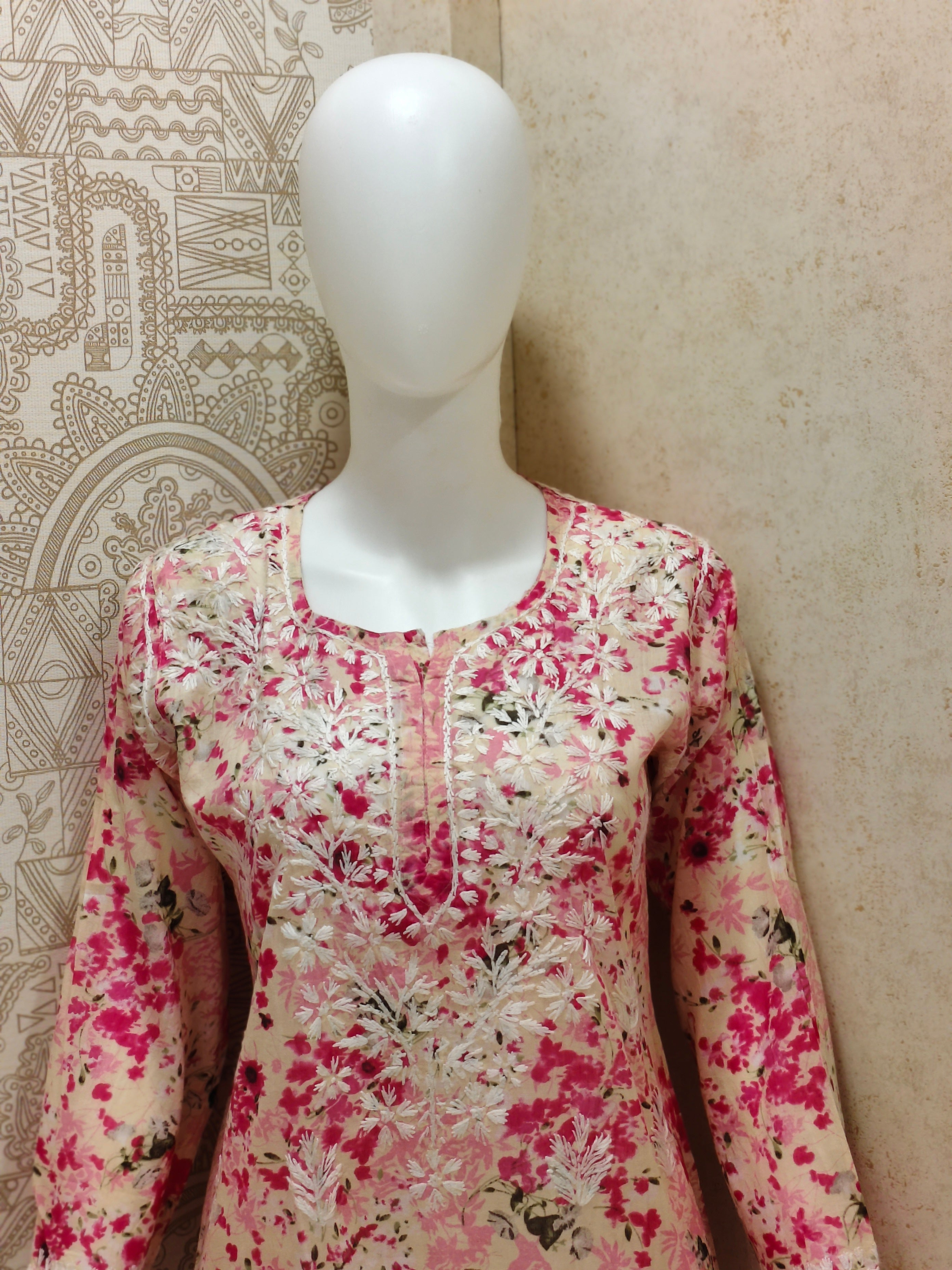 Soha Printed Mul  Cotton Chikankari Short Kurti