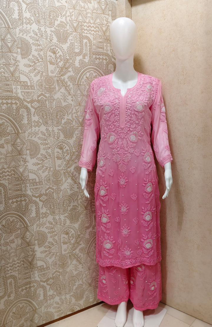 Yazrin Viscose Designer Add On Cutdana And Pearl Work Chikankari 3 Piece Set