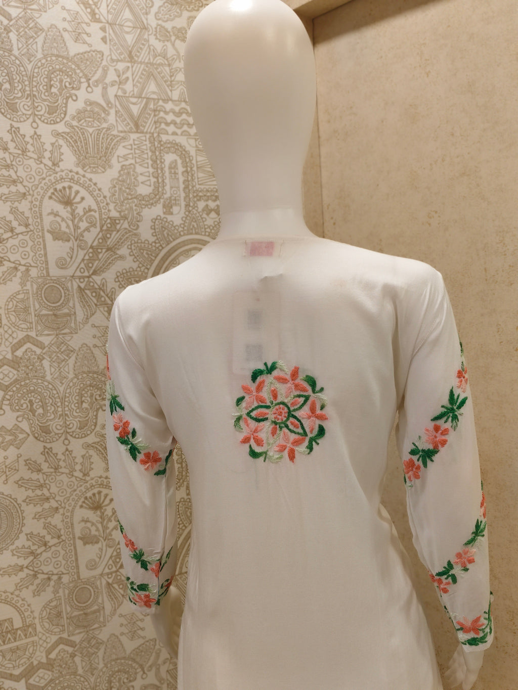 Rida  Rayon Chikankari Designer White- Multi  Palazzo Set