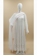 Ismat Premium Viscose Jaal Work  Chikanakri Designer Anarkali With Add On Cutdana