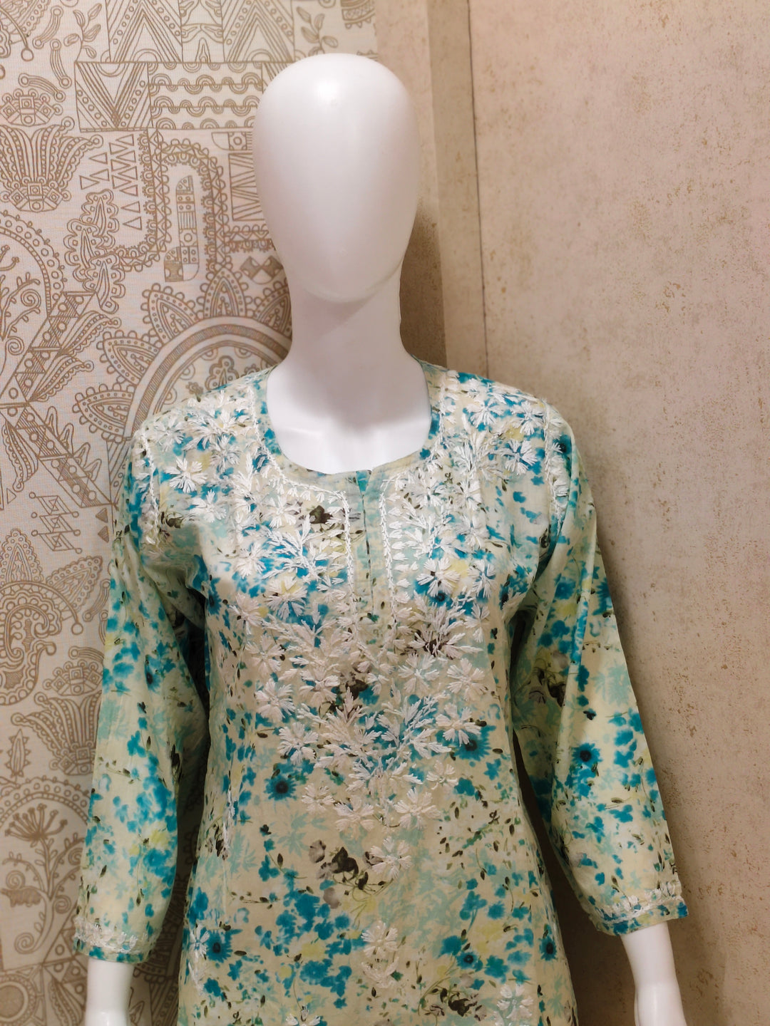 Soha Printed Mul  Cotton Chikankari Short Kurti