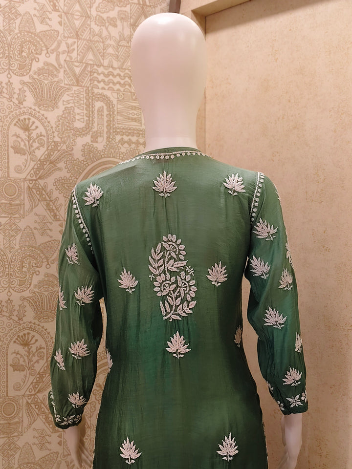 Basma Muslin Ombre Chikankari  Long Kurti