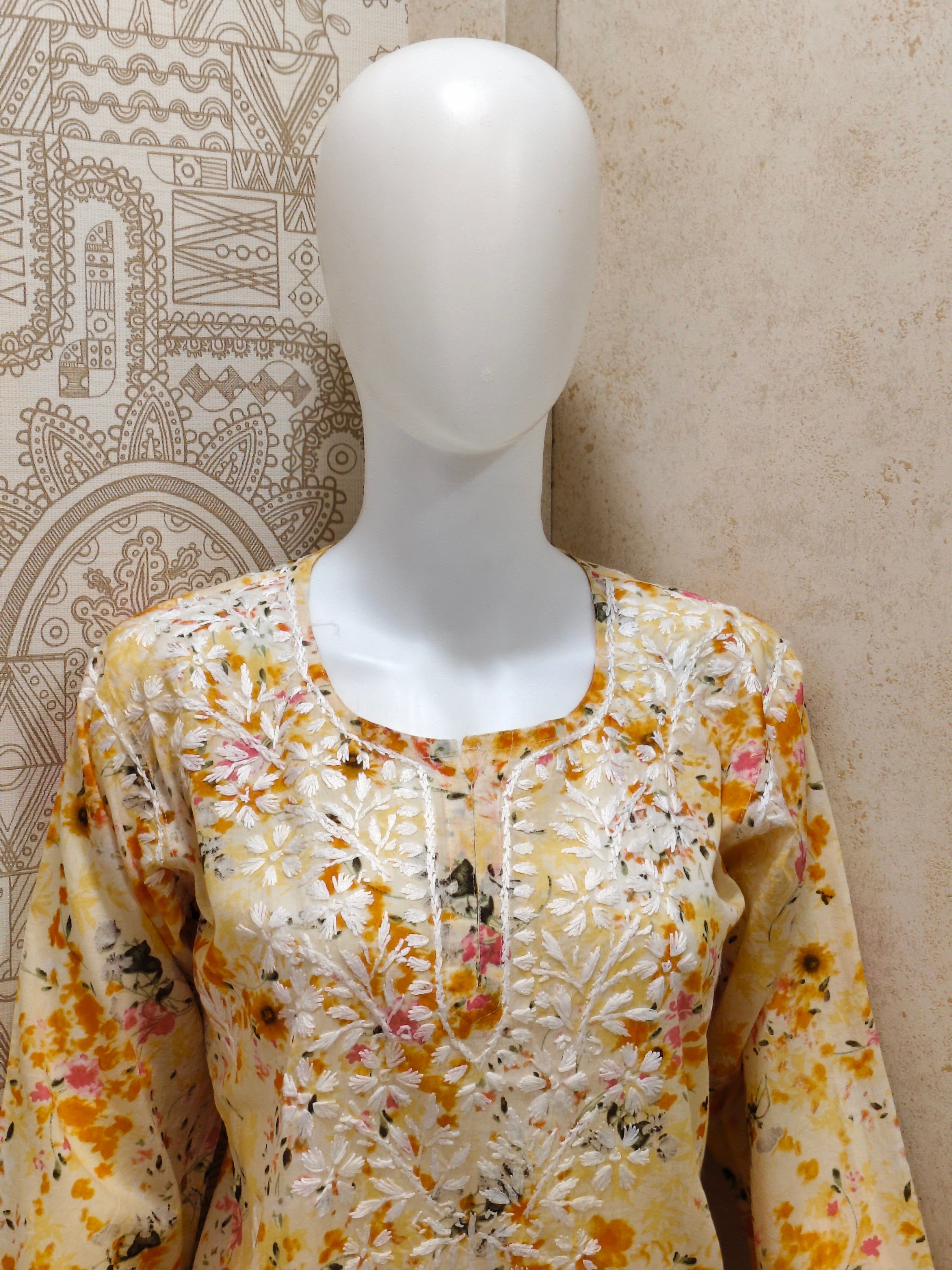 Soha Printed Mul  Cotton Chikankari Short Kurti