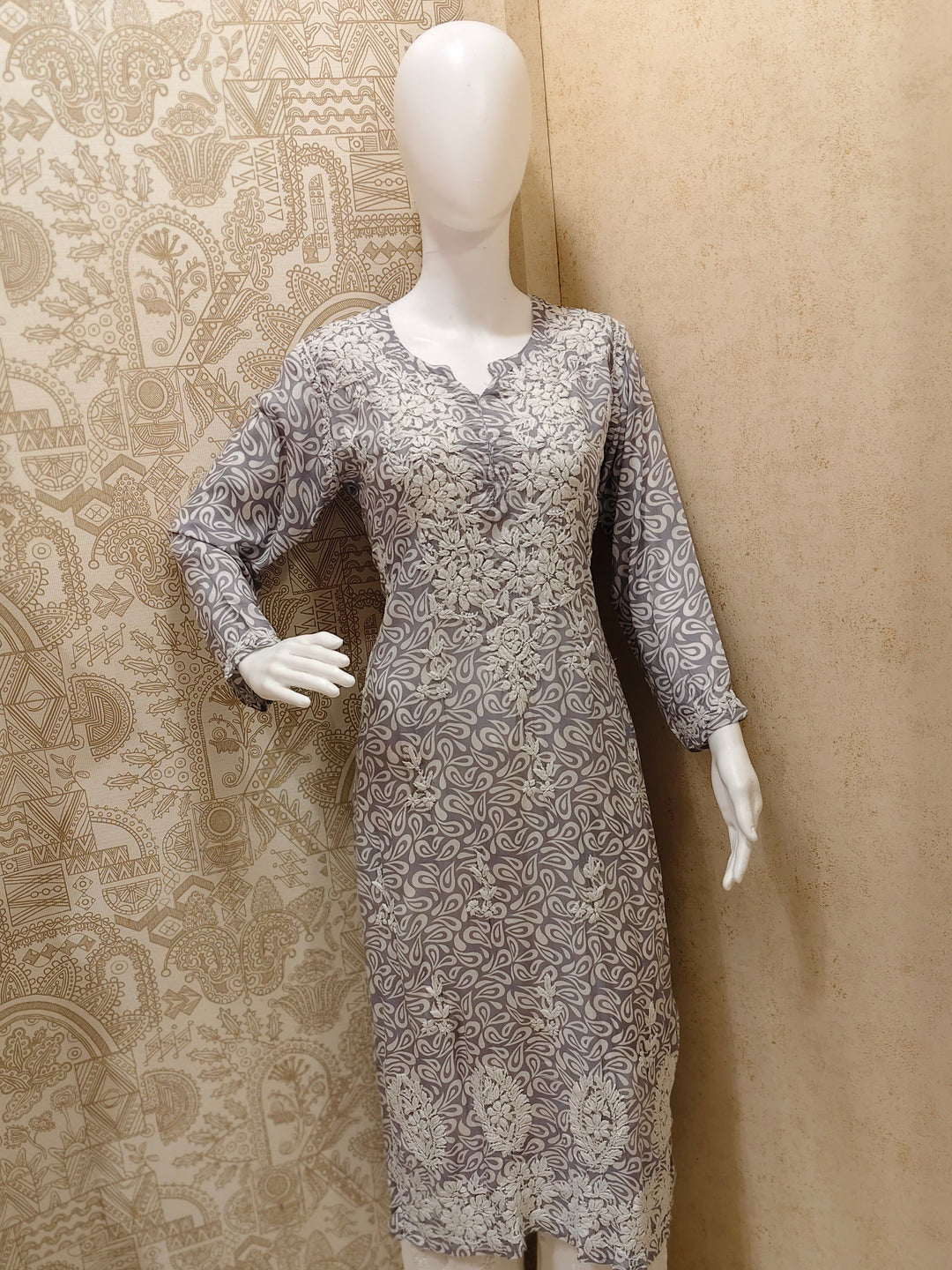 Sofia Modal Printed 3D  Chikankari  Long Kurti