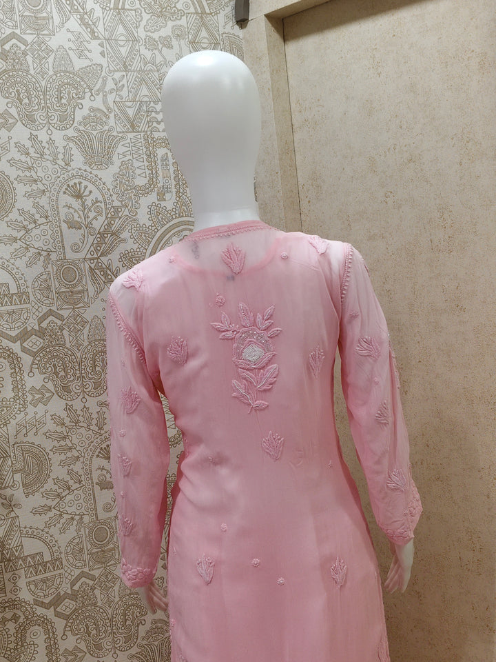 Yazrin Viscose Designer Add On Cutdana And Pearl Work Chikankari 3 Piece Set