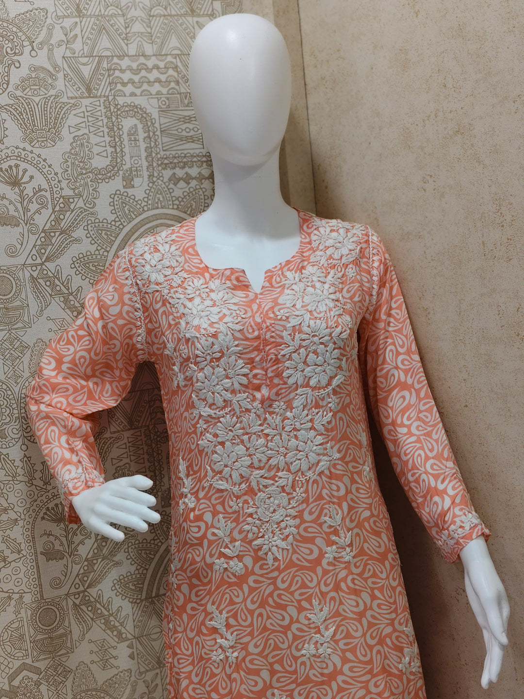Sofia Modal Printed 3D  Chikankari  Long Kurti