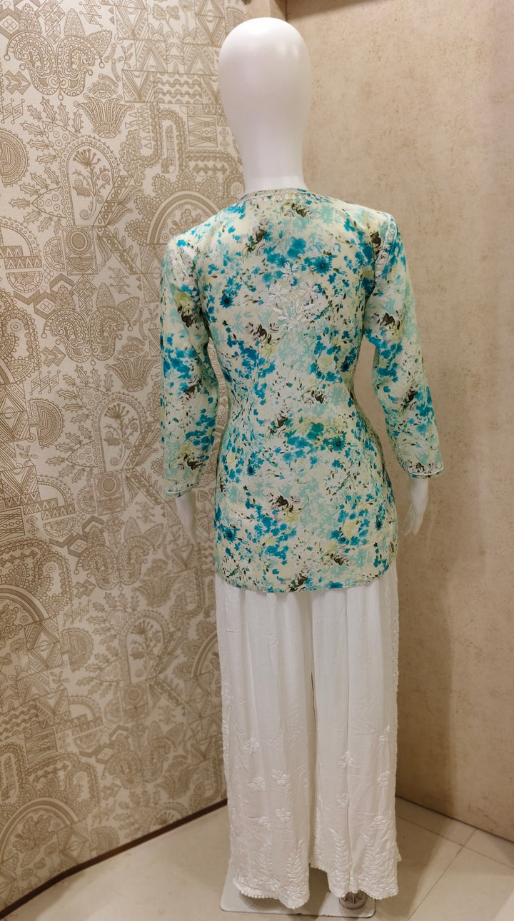Soha Printed Mul  Cotton Chikankari Short Kurti