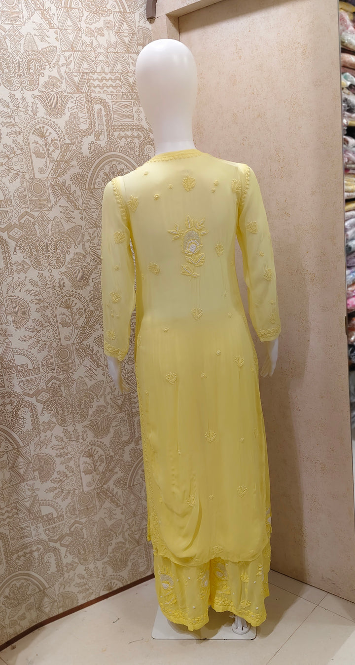 Yazrin Viscose Designer Add On Cutdana And Pearl Work Chikankari 3 Piece Set