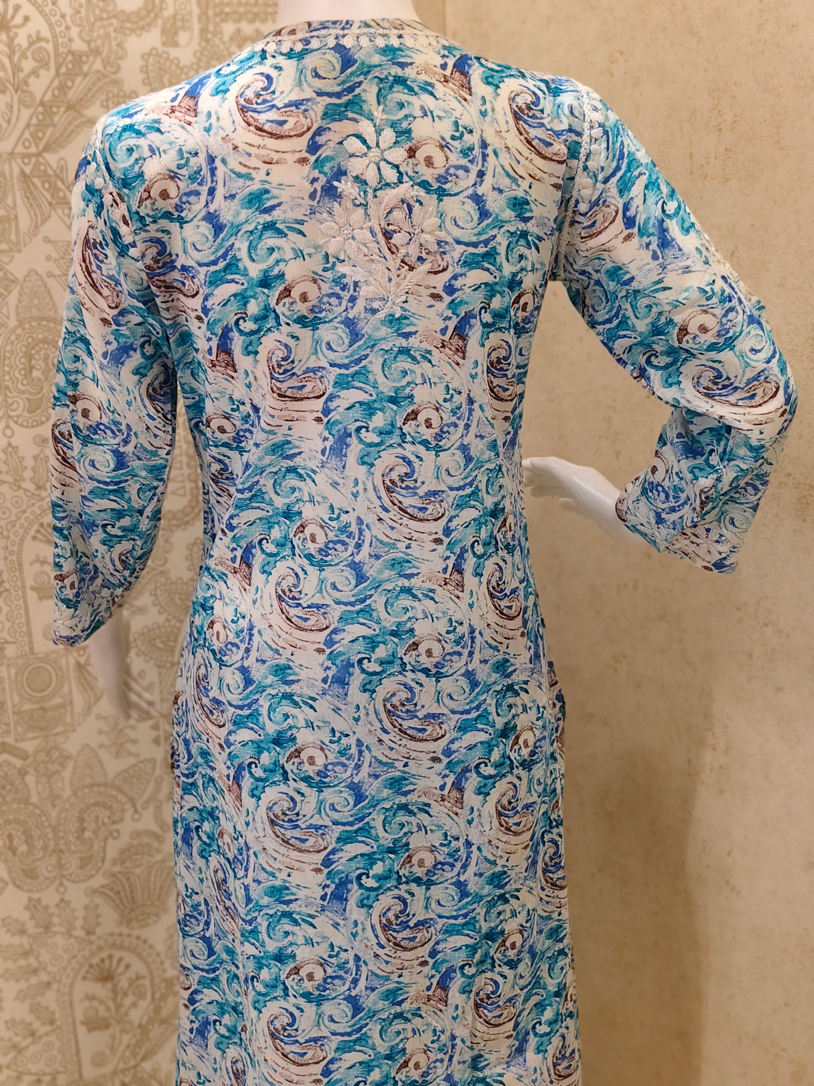 Rukhsaar Printed Mulmul Chikankari Pant  Set