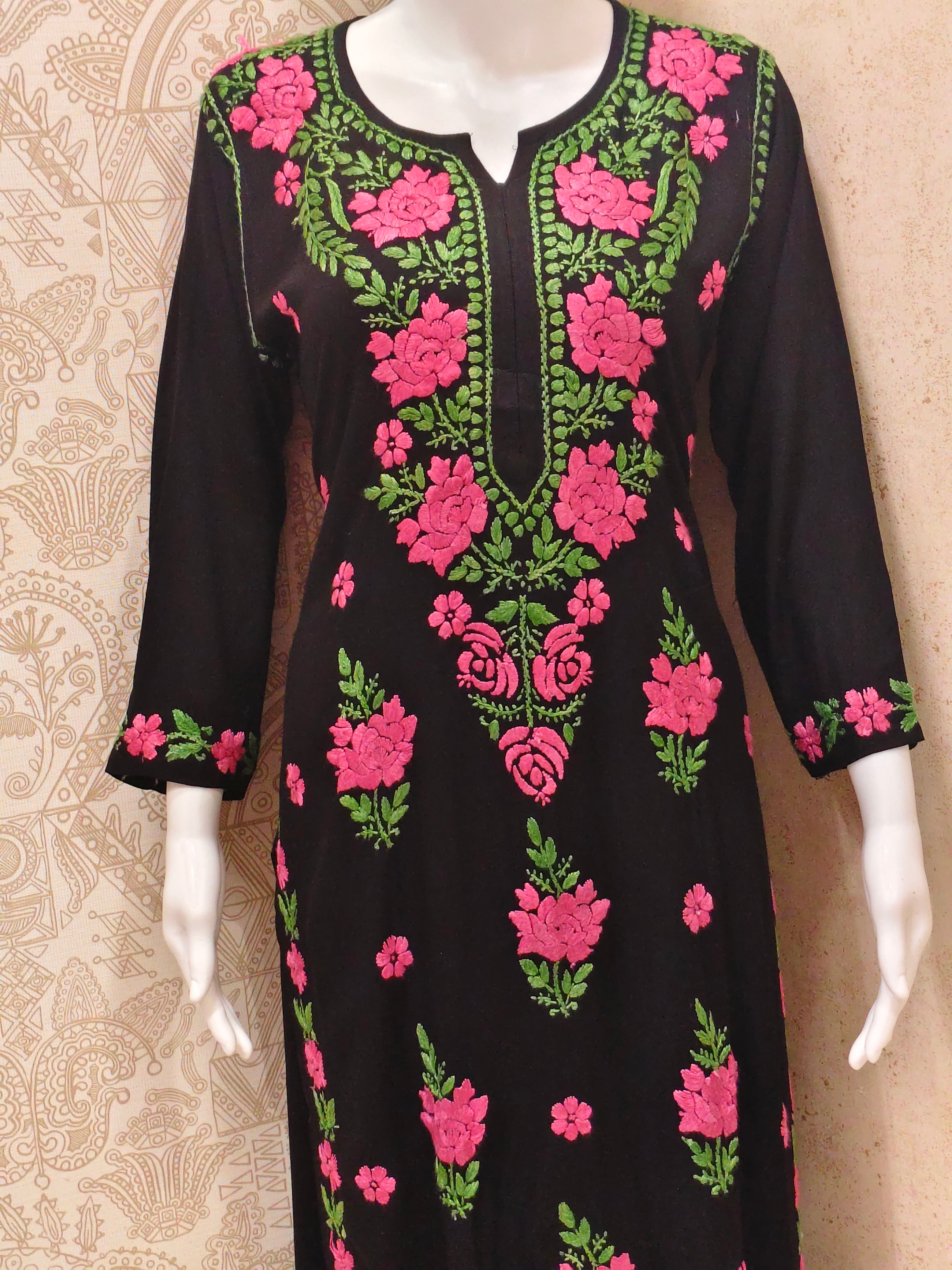 Ruba Rayon Chikankari Designer Black Palazzo Set