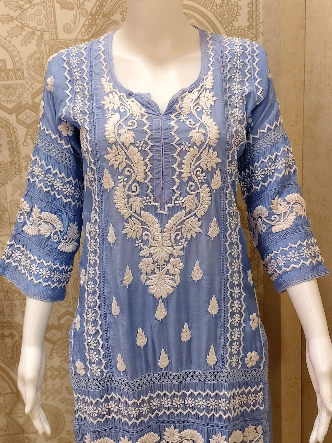 Zainab Premium Muslin 3D Chikankari  Kurti Pant Set