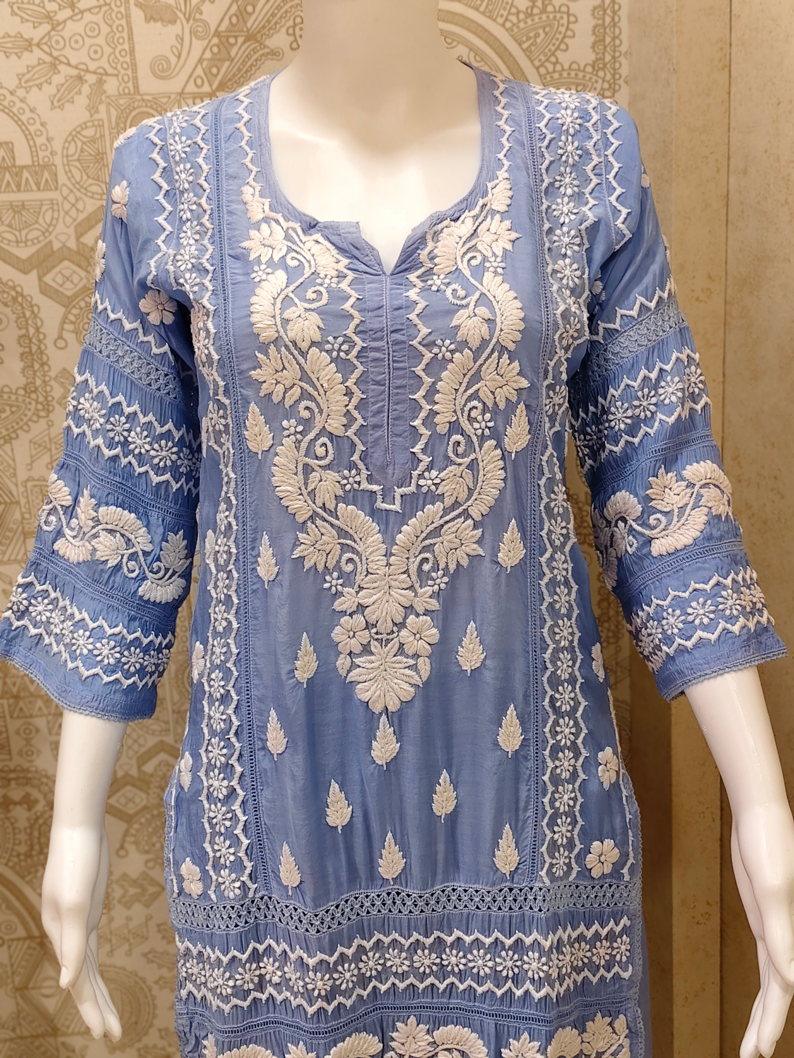 Zainab Premium Muslin 3D Chikankari  Kurti Pant Set
