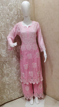 Anaya  Premium Muslin 3D Chikankari Ombre  Cutwork Kurti Palazzo Set