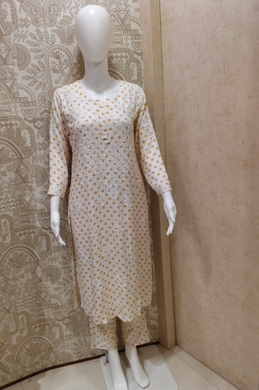 Sidra Rayon Printed Chikankari  Pant Set