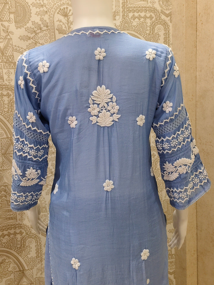 Zainab Premium Muslin 3D Chikankari  Kurti Pant Set