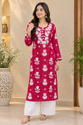 Inara Premium Muslin 7D Chikankari work long kurti