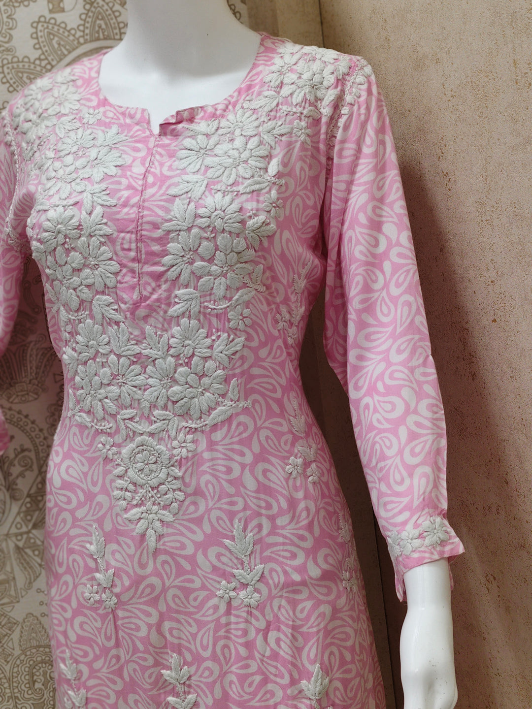 Sofia Modal Printed 3D  Chikankari  Long Kurti