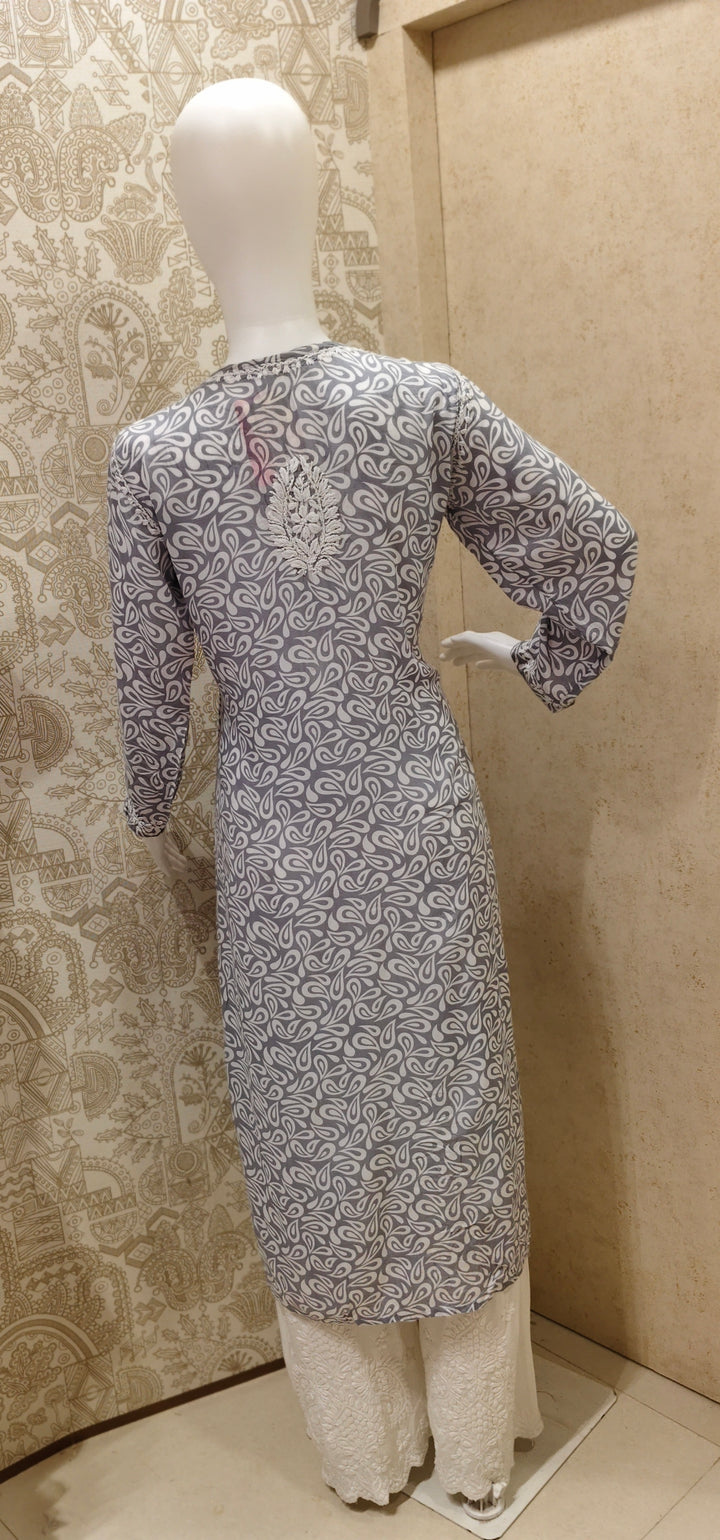 Sofia Modal Printed 3D  Chikankari  Long Kurti