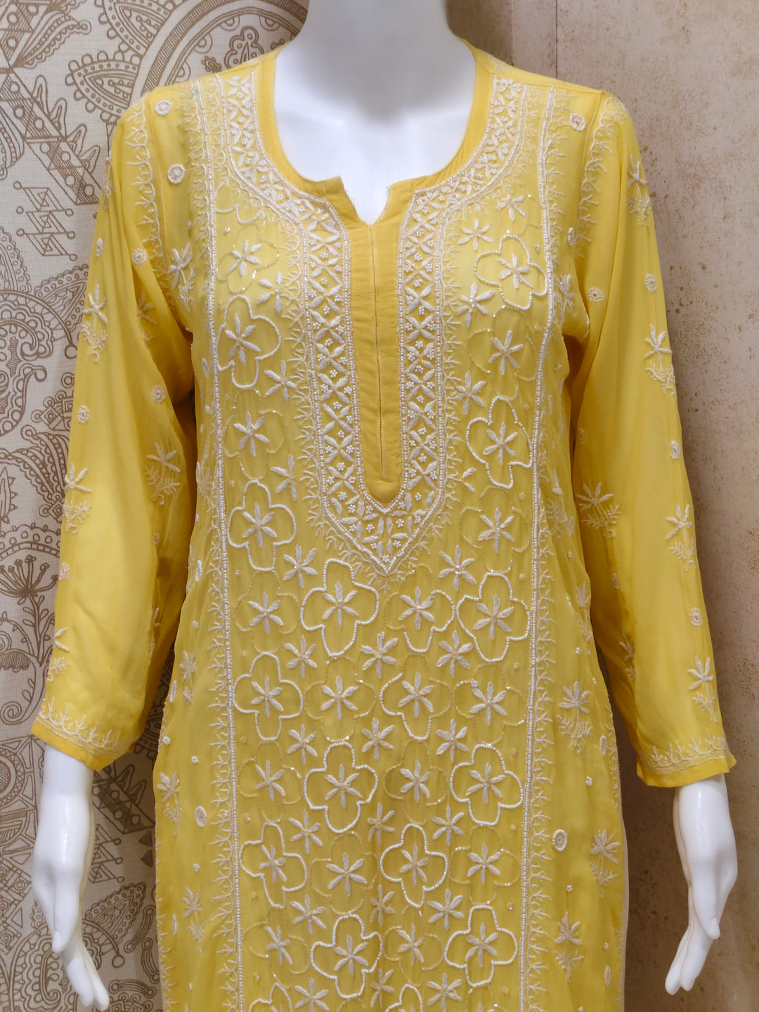 Farah  Viscose Designer Add On Cutdana And Pearl Work Chikankari Kurti