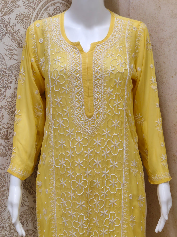Farah  Viscose Designer Add On Cutdana And Pearl Work Chikankari Kurti