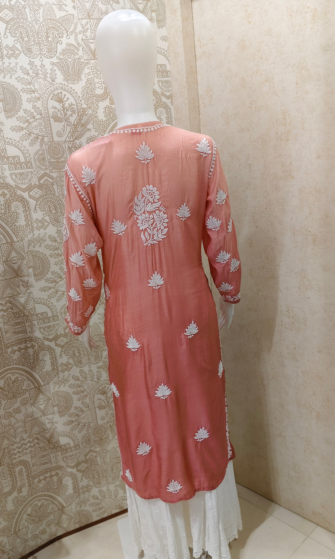 Basma Muslin Ombre Chikankari  Long Kurti