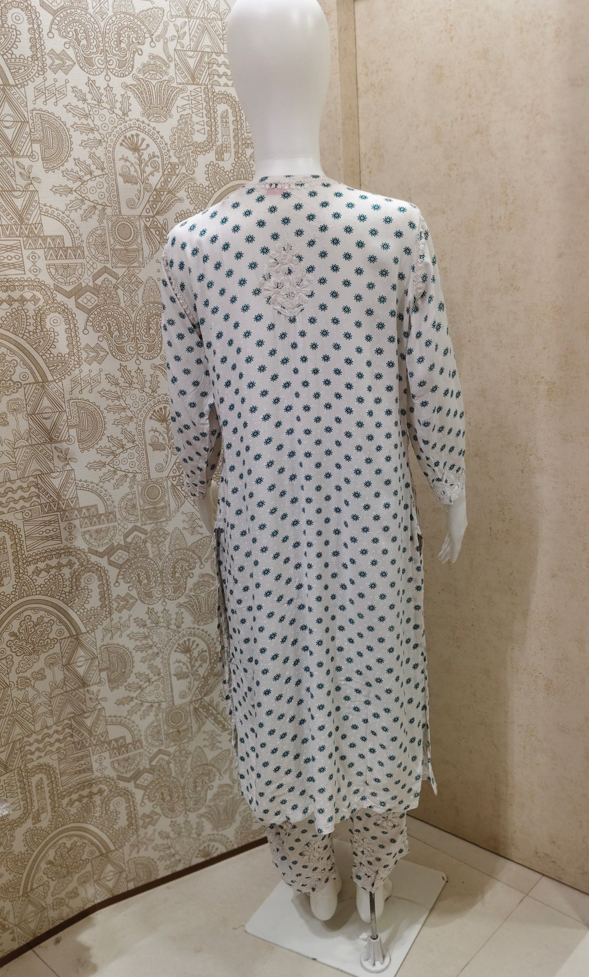 Sidra Rayon Printed Chikankari  Pant Set