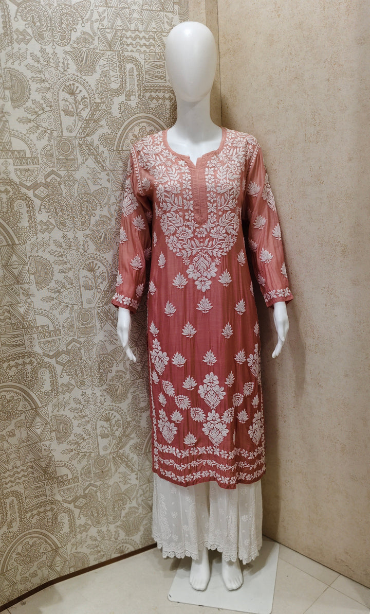 Basma Muslin Ombre Chikankari  Long Kurti