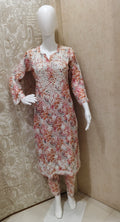 Rukhsaar Printed Mulmul Chikankari Pant  Set