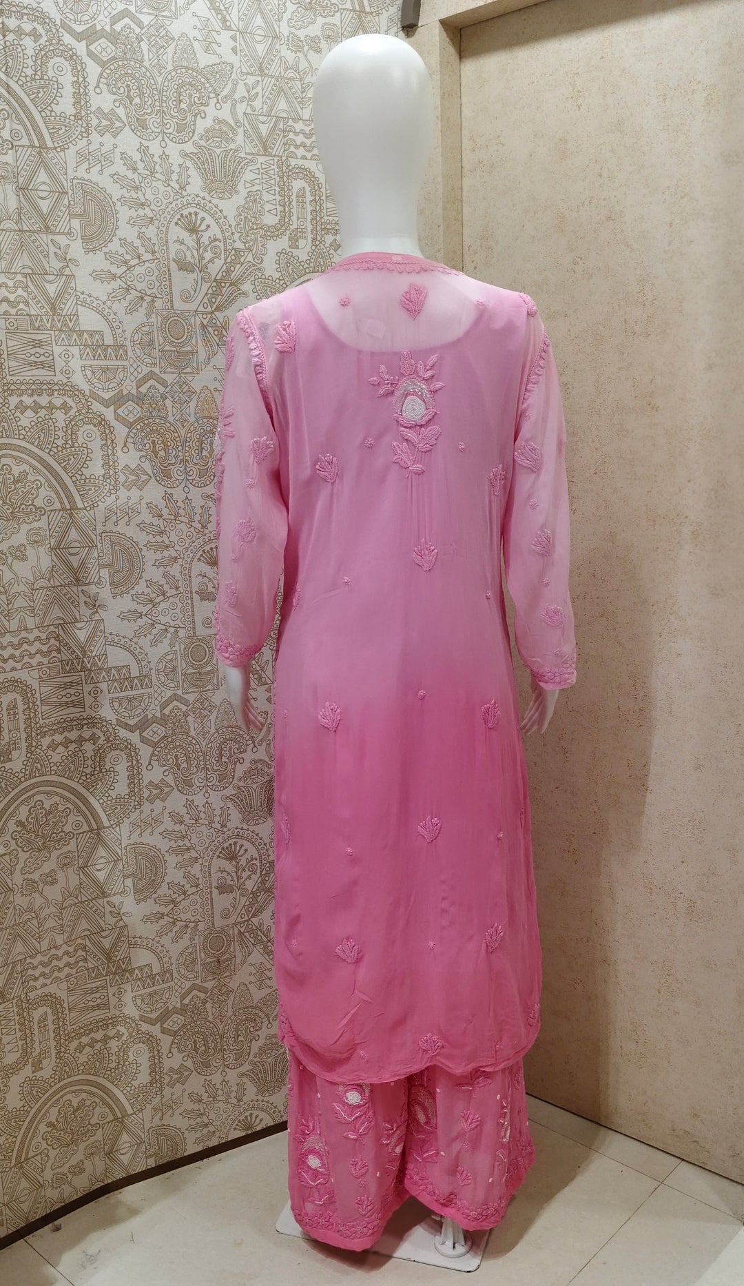 Yazrin Viscose Designer Add On Cutdana And Pearl Work Chikankari 3 Piece Set