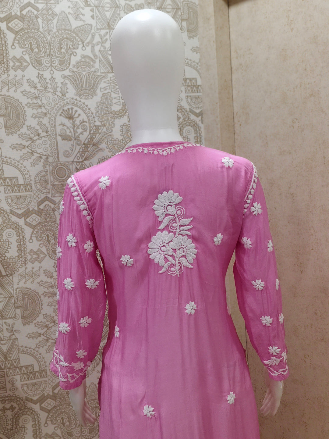 Safa Premium Muslin 3D Chikankari  Rose Long Kurti