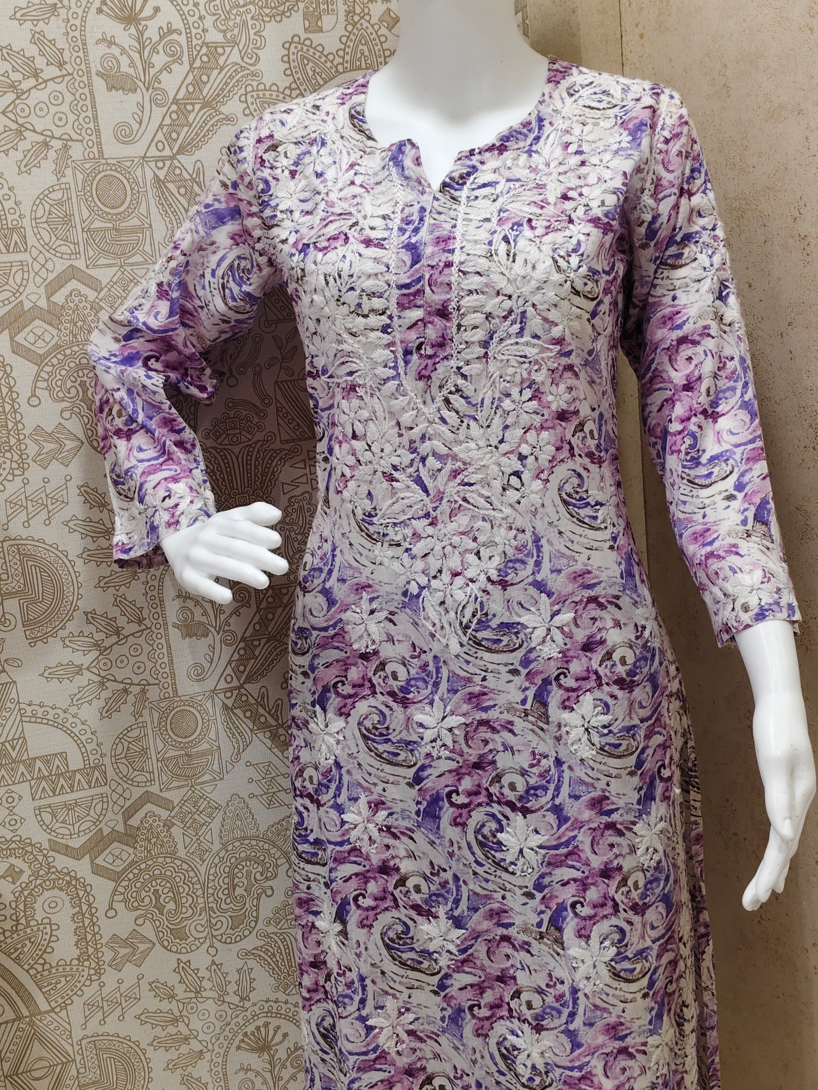 Rukhsaar Printed Mulmul Chikankari Pant  Set