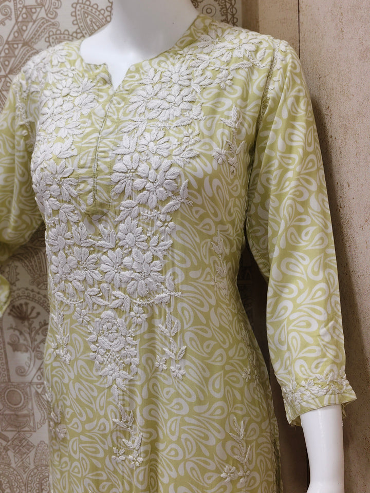 Sofia Modal Printed 3D  Chikankari  Long Kurti