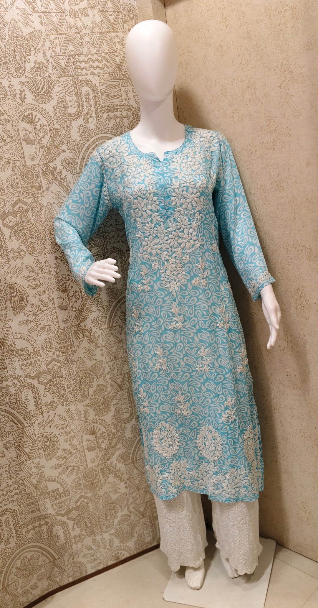 Sofia Modal Printed 3D  Chikankari  Long Kurti