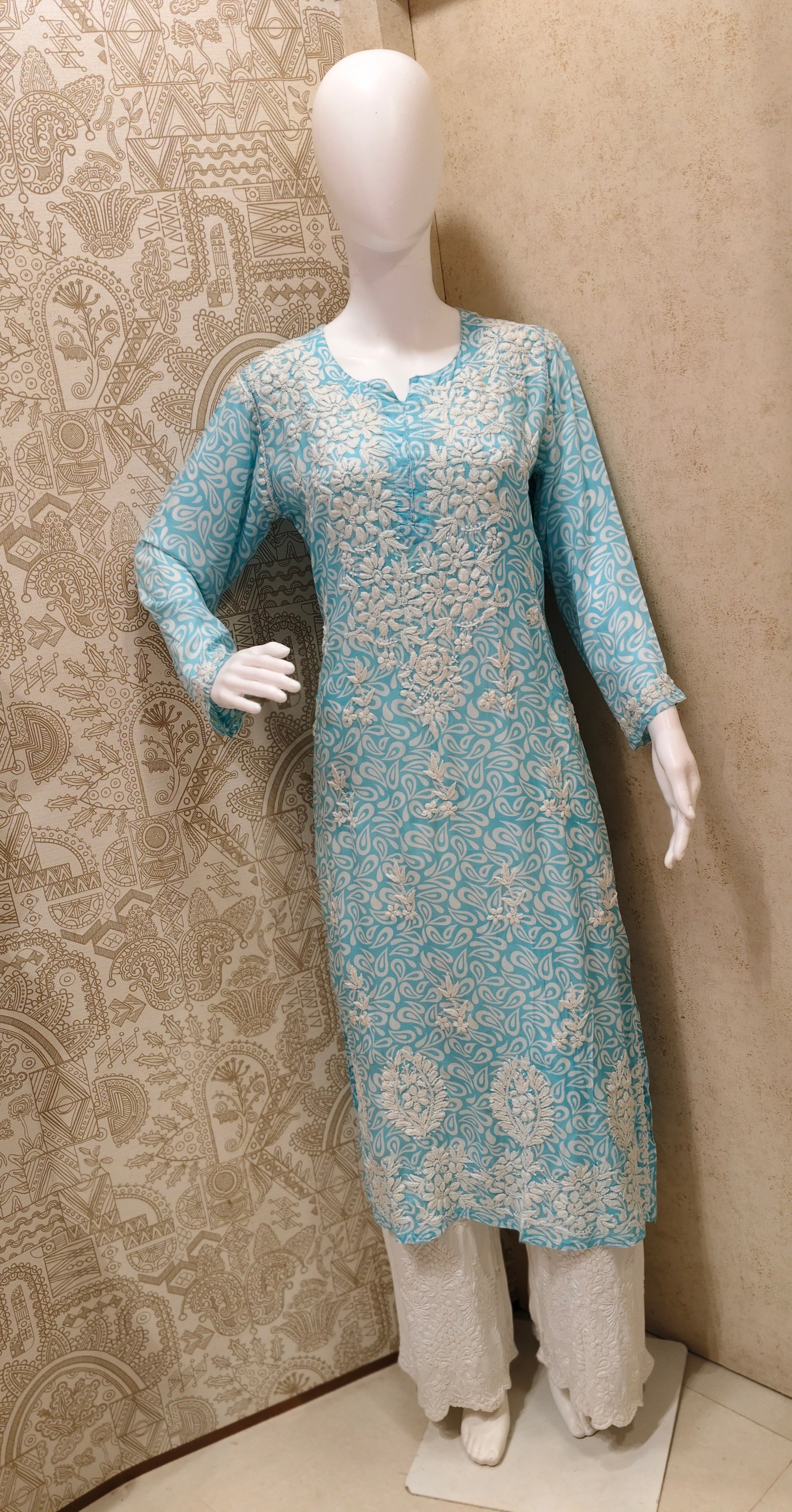 Sofia Modal Printed 3D  Chikankari  Long Kurti