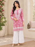 Rua Premium Muslin 3D Chikankari short kurti with scollap work